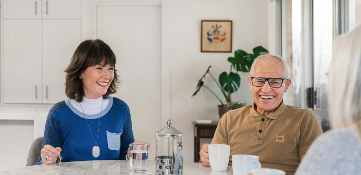 Family using a personal alarm